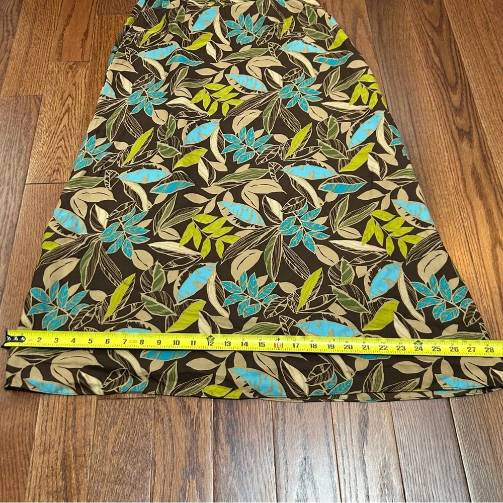 Vintage A-Line Floral Print Skirt - Brown and Blue - Picture 9 of 9